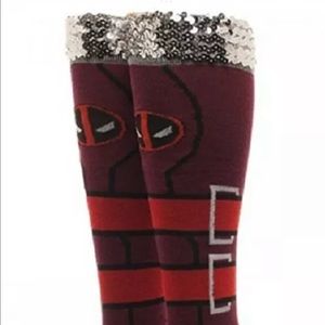 NWT womens sequin Deadpool knee socks